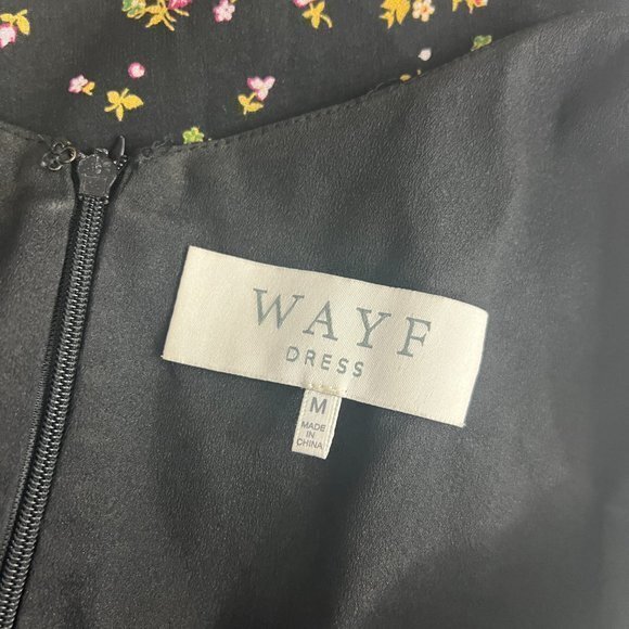 WAYF Floral‎ Dress M Massa Tie Knot Midi Black Pink 90s Retro Y2K Cottagecore - Picture 9 of 10